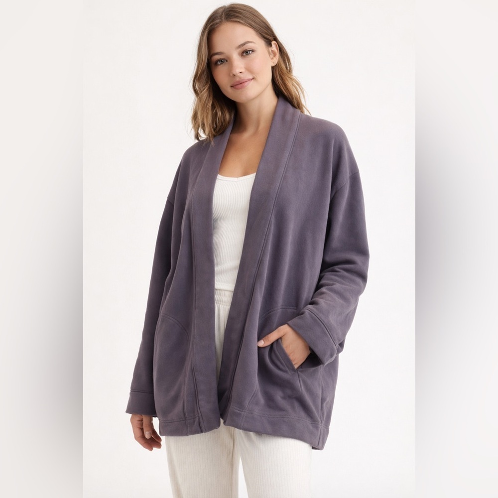 Athleta Lavender Oversized Open Front Comfy Cozy Sweatshirt Sweater Cardigan